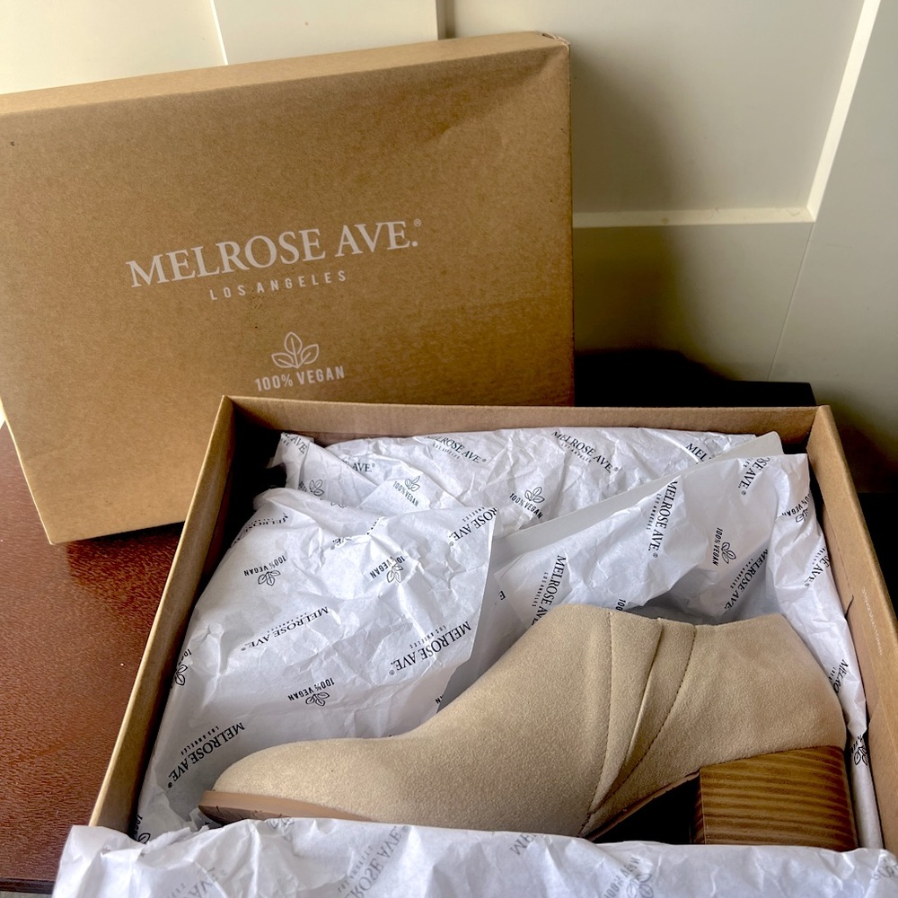 NIB Beige Faux Leather Booties